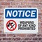 Signmission Weapons Of Any Kind Prohibited OSHA Notice Sign, Plastic, 14in W x 10in L, 2PK OS-2PACK-NS-P-1014-L-16896 - alternate 6